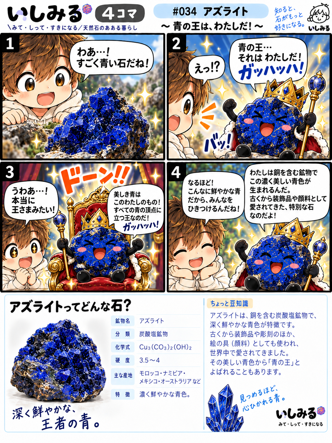 いしみる4コマ #034「アズライト」青の王は、わたしだ!