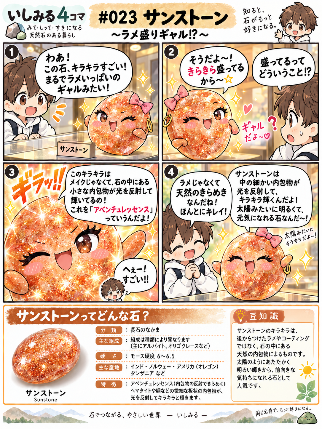 いしみる4コマ #023 サンストーン｜ラメ盛りギャル!?