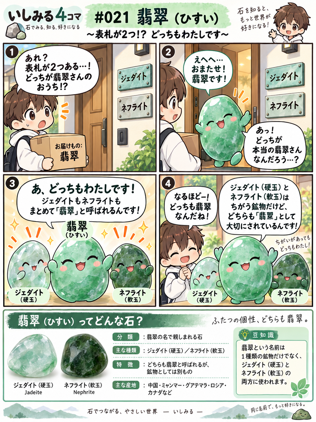 いしみる4コマ #021 翡翠｜表札が2つ!? どっちもわたしです