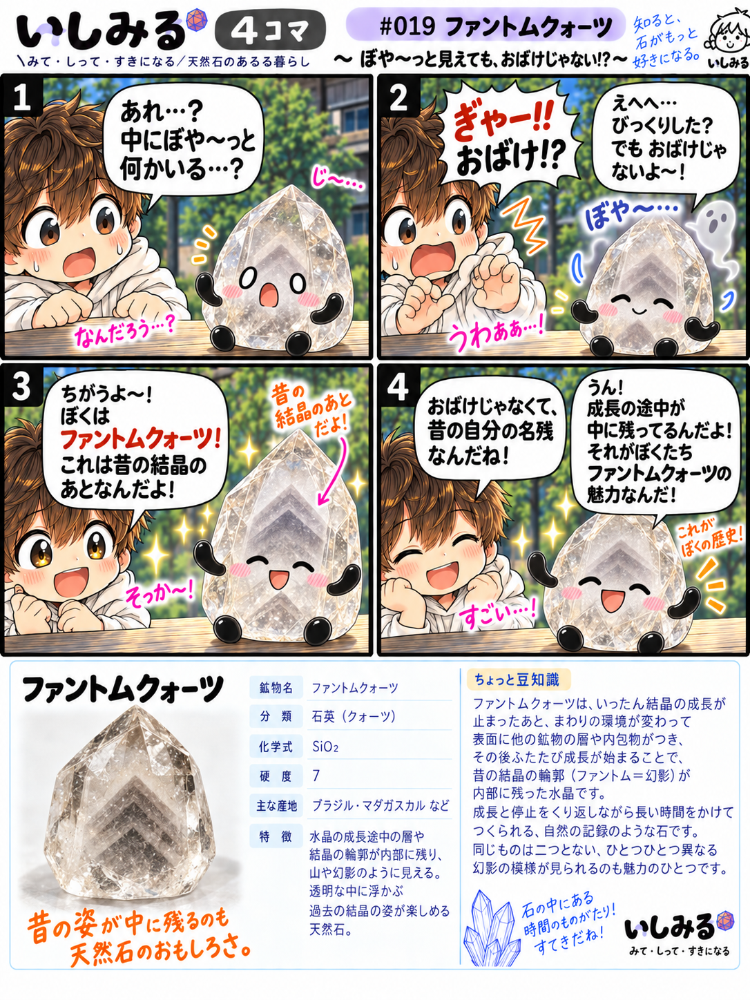 いしみる4コマ #019 ファントムクォーツ｜ぼや〜っと見えても、おばけじゃない!?