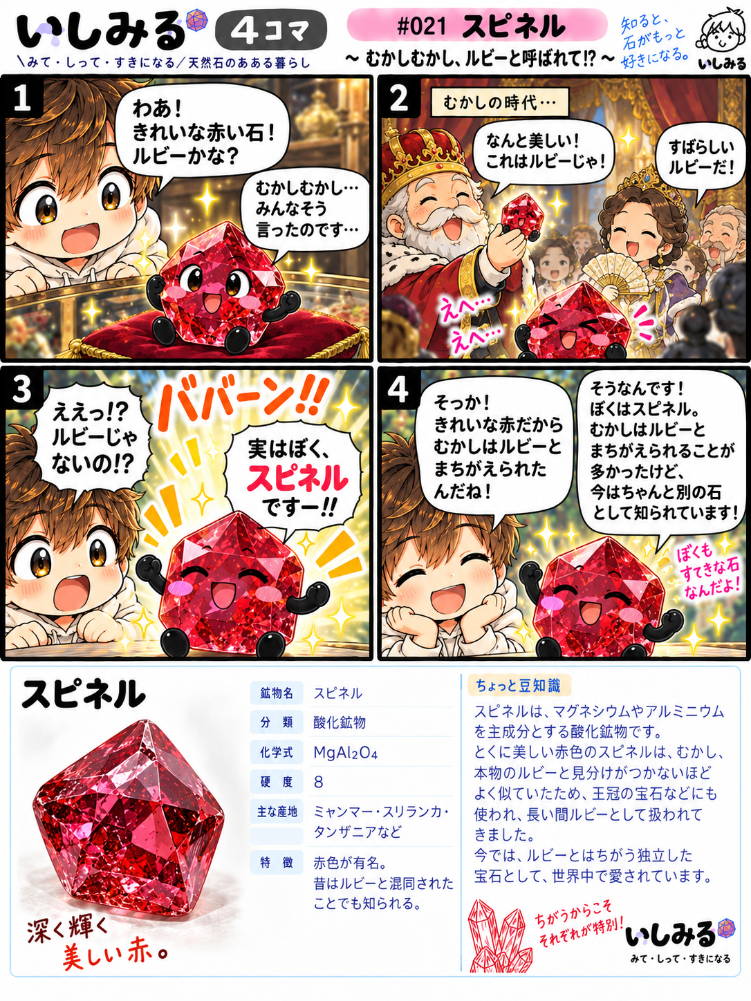 いしみる4コマ #021「スピネル」むかしむかし、ルビーと呼ばれて!?