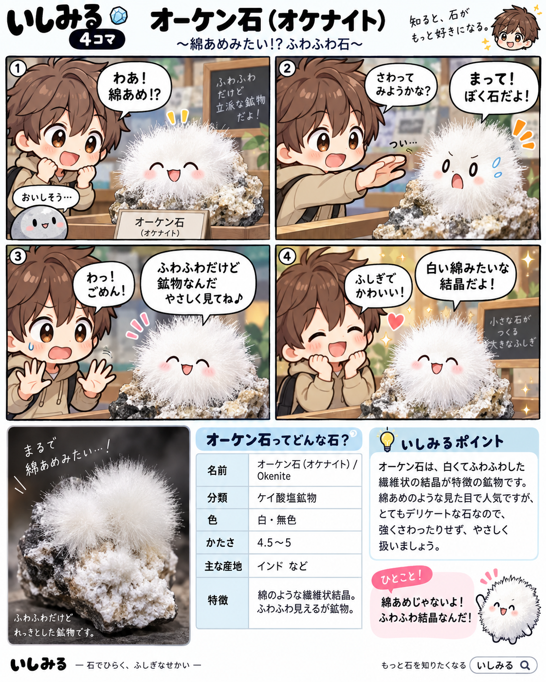 オーケン石（オケナイト）の4コマ